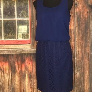 Taylor Navy Blue One Piece Lace Sleeveless Dress